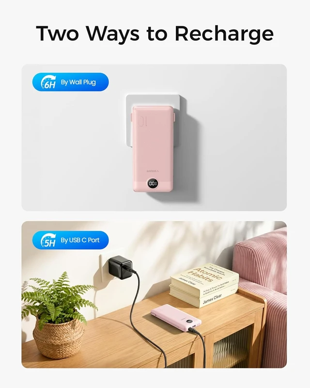Alt view image 5 of 7 - VEGER Portable Charger for iPhone, Power Bank Built in Cables and Wall Plug