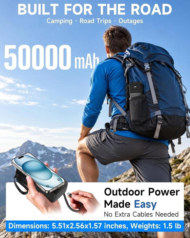 Alt view image 2 of 7 - 50000mAh Portable Charger Power Bank, 22.5W USB C Battery Pack