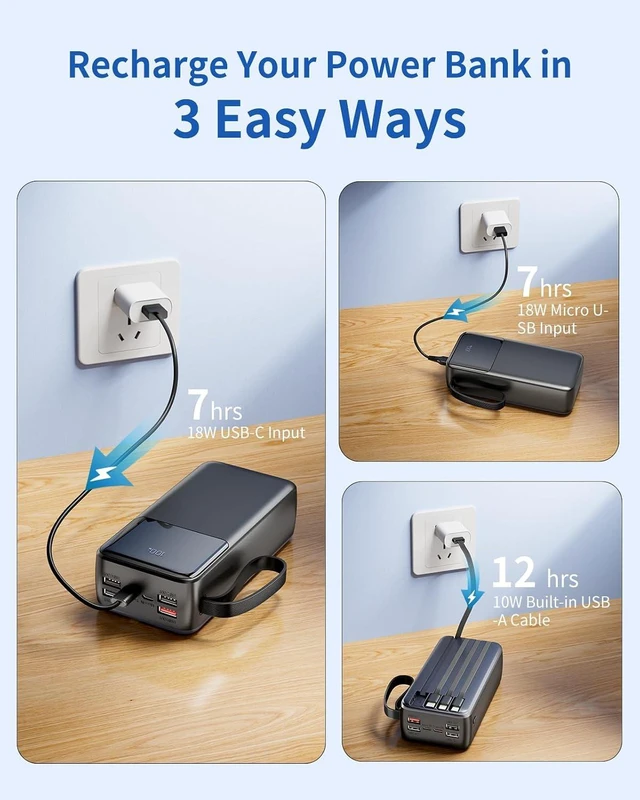 Alt view image 5 of 7 - 50000mAh Portable Charger Power Bank, 22.5W USB C Battery Pack
