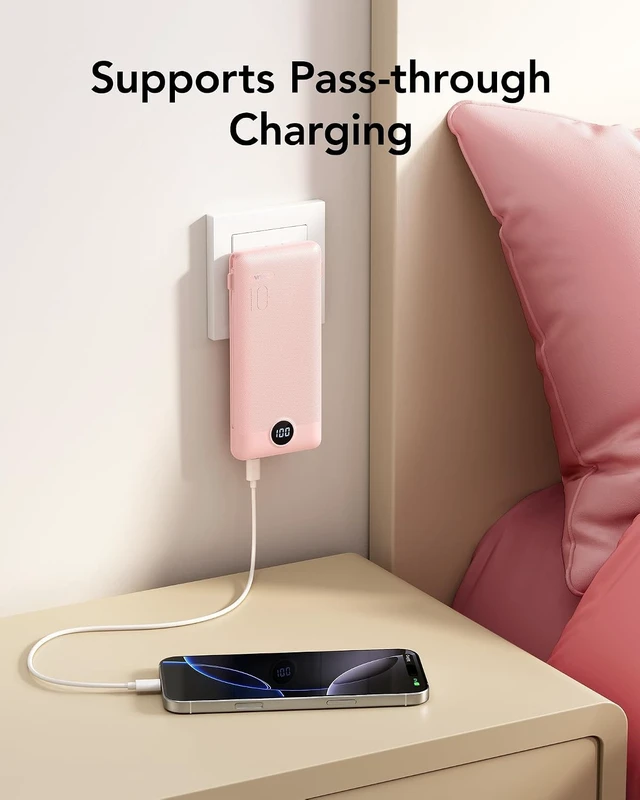 Alt view image 2 of 7 - VRURC 22.5W Portable Charger 10000mAh Fast Charging with Built-in AC Plug