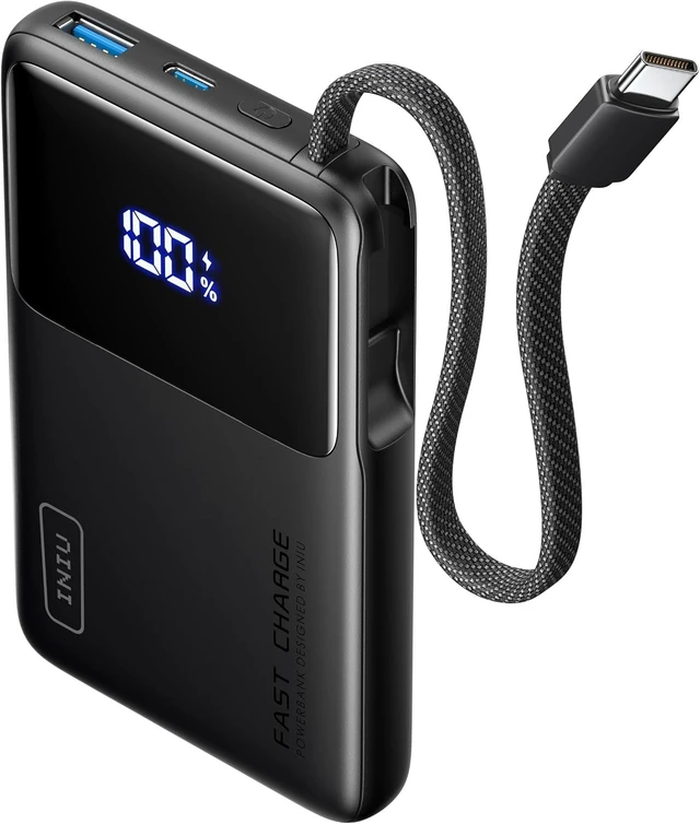 Main image of INIU Portable Charger, Smaller 45W Fast Charging Power Bank, 10000mAh Black