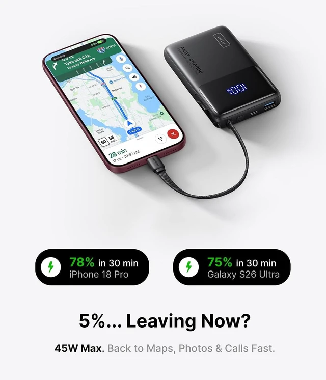 Alt view image 4 of 7 - INIU Portable Charger, Smaller 45W Fast Charging Power Bank, 10000mAh Black