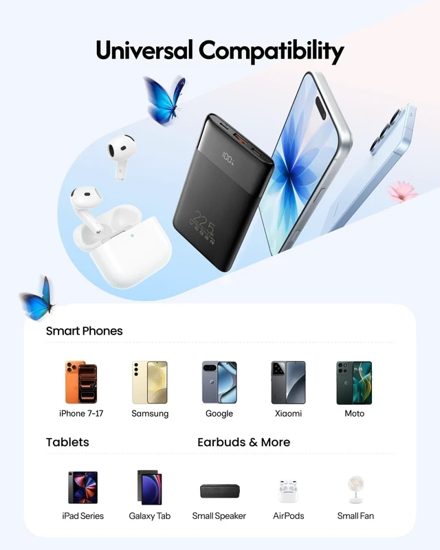 Alt view image 7 of 7 - VEGER 10000mAh 22.5W Fast Charging Portable Charger with Built-in Cables