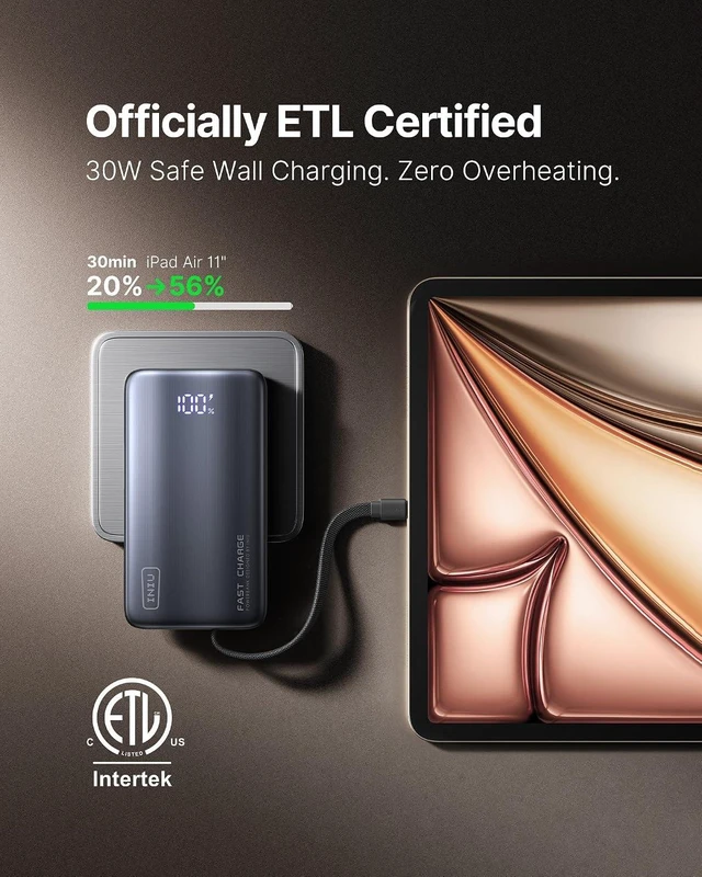 Alt view image 4 of 7 - INIU 45W Fast Charging Portable Charger, 10000mAh with Built in Wall Plug