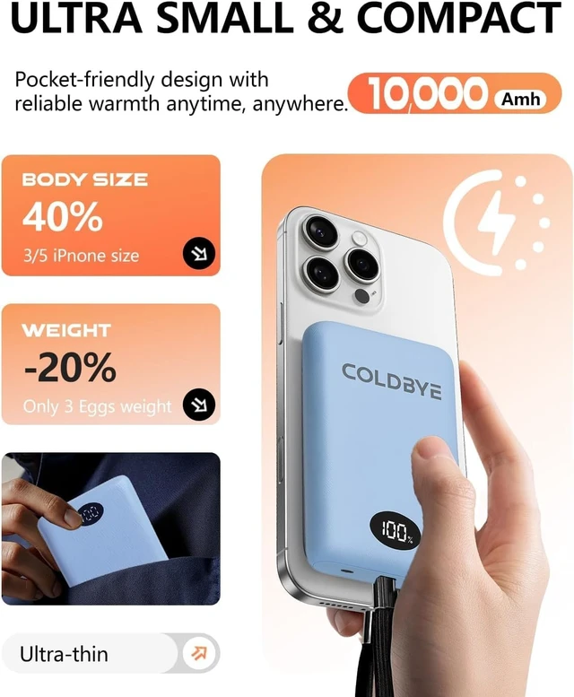 Alt view image 3 of 7 - ColdBye Compact 10000mAh 7.4V Battery Pack for Heated Vest,Jacket