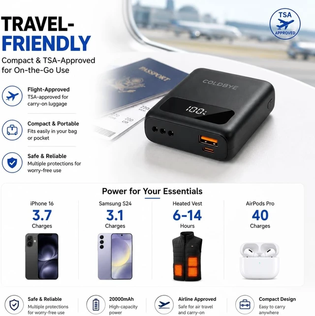 Alt view image 6 of 6 - PD 30W 7.4V 20000mah Battery Pack for Heated Vest Compatible with most DC