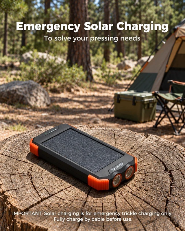 Alt view image 6 of 7 - BLAVOR Solar Power Bank 10,000mAh Portable Wireless Charger for Cell Phones