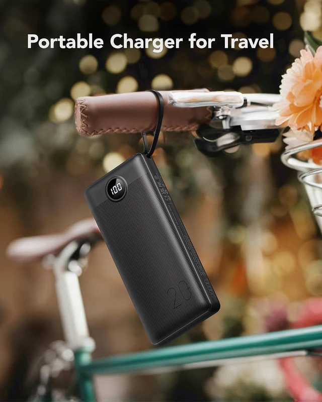 Alt view image 5 of 7 - VRURC Portable Charger 20000mAh, Built-in Cables Fast Charging Power Bank, PD QC 3.0 Travel Essentials Battery Pack, 4 Output & 2 Input Phone Charger for iPhone, Samsung, Android