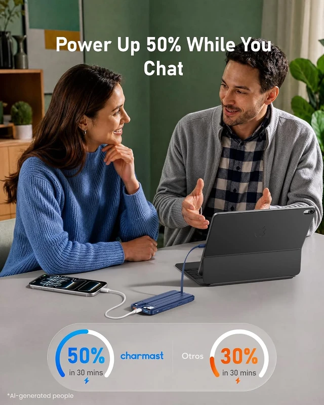 Alt view image 7 of 7 - charmast Portable Charger Built-in Cables, 20W Fast Charging Power Bank