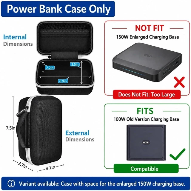 Alt view image 3 of 7 - Hard Case for Anker 25,000mAh Laptop Power Bank 165W (A1695), Black