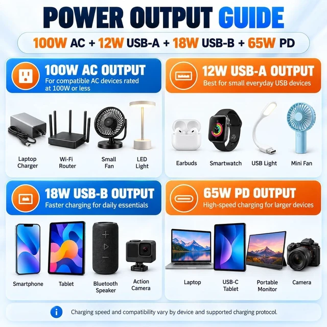 Alt view image 7 of 7 - mahueeol Portable Power Station 99.9Wh, 100W AC, 65W USB-C PD