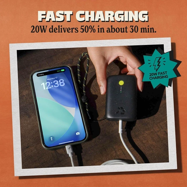 Alt view image 3 of 7 - Nimble Champ Portable Charger, 10000mAh Power Bank, 20W Dual USB-C Charging