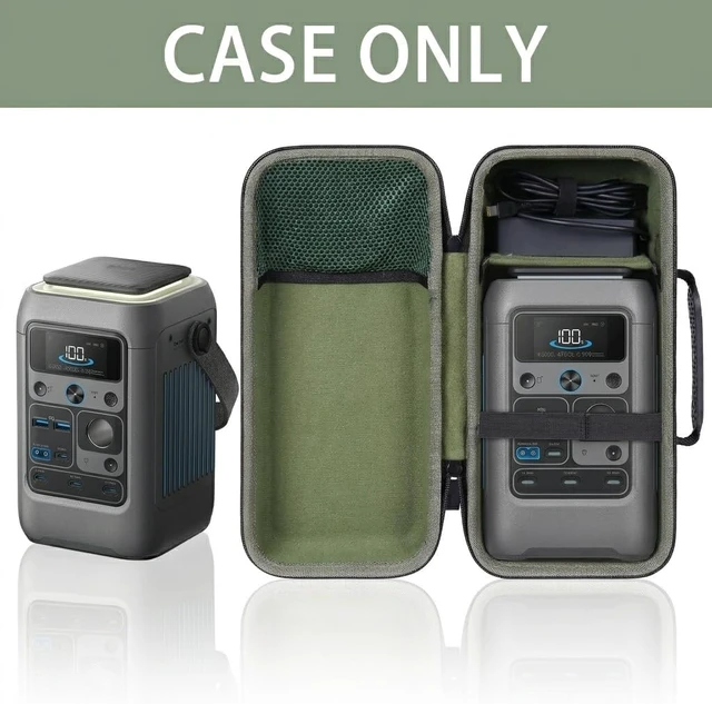 Alt view image 3 of 7 - co2CREA Hard Travel Case for Anker SOLIX C300 DC Power Station, Green