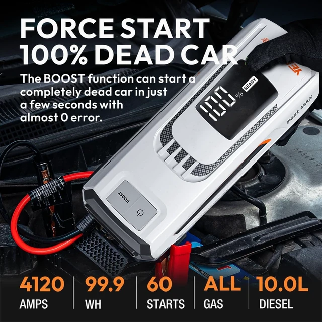 Alt view image 2 of 7 - YESPER Boost Jump Starter Battery Pack 4120A 27000mAh Car Battery Charger Jumper Starter (All Gas/up to 10L Diesel) 100W Quick Charge 12V Portable Jump Box for Totally Dead Vehicle with DSLI Safe Tech
