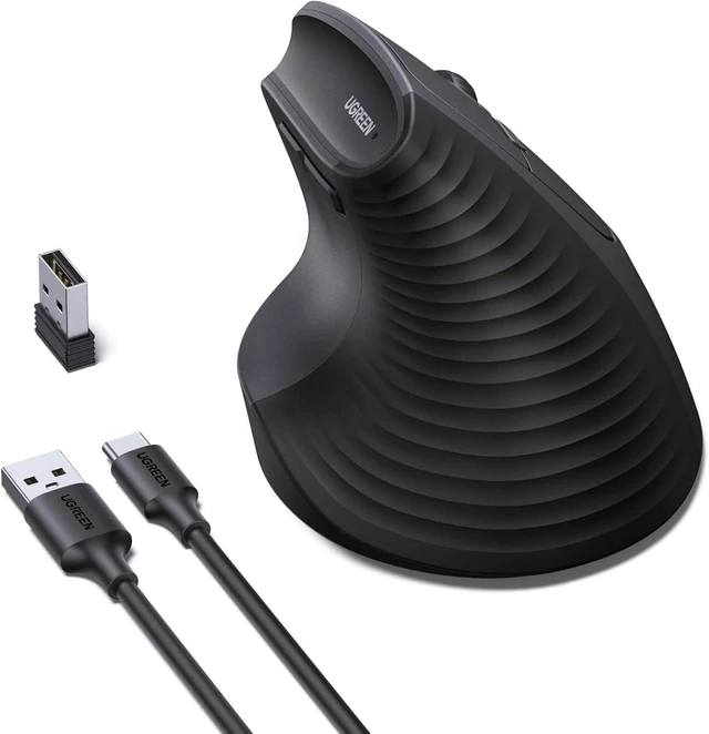 Main image of UGREEN Ergonomic Vertical Mouse, Rechargeable Wireless Mouse, 3 Devices