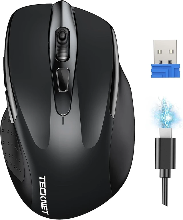 Main image of TECKNET Wireless Mouse Rechargeable, 2.4G Computer Mice with USB-A Receiver