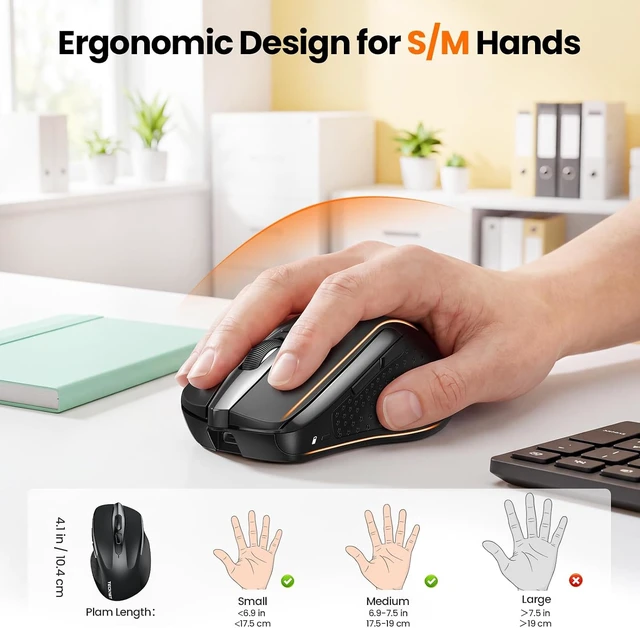 Alt view image 3 of 7 - TECKNET Wireless Mouse Rechargeable, 2.4G Computer Mice with USB-A Receiver