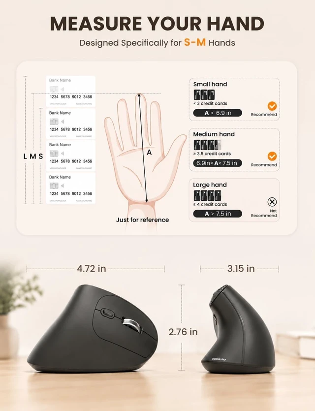 Alt view image 5 of 7 - SABLUTE MAM51 Ergonomic Mouse, Bluetooth Mouse with Side Scroll Wheel