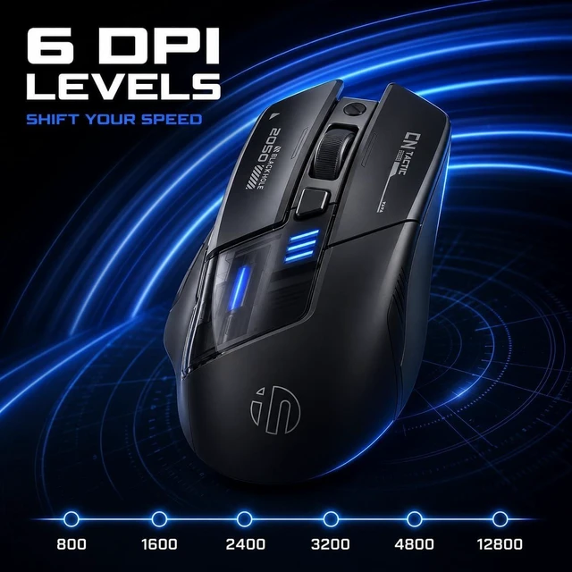 Main image of INPHIC A9 V2 Explorer Wireless Gaming Mouse, 12800 DPI Silent Mouse