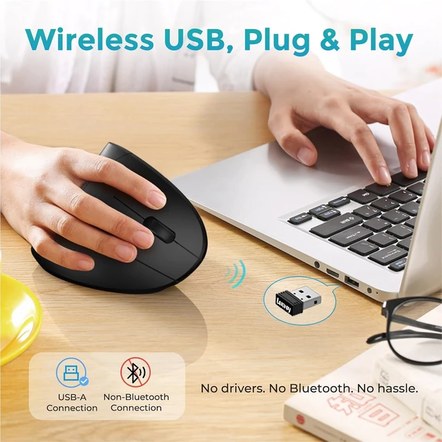 Alt view image 4 of 7 - Lekvey Ergonomic Mouse, Rechargeable Vertical Wireless Mouse, Comfort Grip