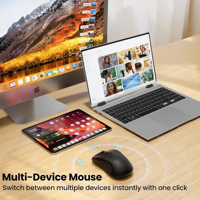 Alt view image 3 of 7 - INFINMIND L123 Wireless Mouse, 2.4G USB+2 Bluetooth Multi-Device Mouse.