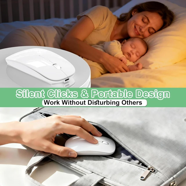 Alt view image 6 of 7 - Gizdot-S1 Mouse for iPad/MacBook Air/Pro & Laptop, Bluetooth Wireless Rechargeable Mouse with Type-C, Slim Mouse Jiggler for iMac, 4 Connection Modes, Silent Click, 1600 DPI Compatible Mac OS/Windows