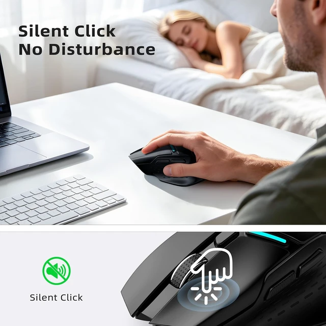 Alt view image 4 of 7 - Uineer Wireless Mouse, Tri-Mode Bluetooth Mouse, USB-A Wired and 2.4G,