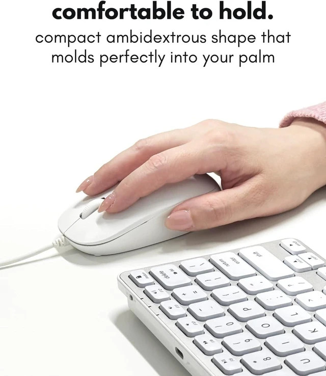 Alt view image 4 of 7 - Macally Wired Mouse for Mac and PC - Dual USB C + A Plug - Simple Ambidextrous 3 Button USB Mouse Wired with Scroll Wheel and 1200 DPI Optical Sensor - for Apple, MacBook, iMac, Laptop and PC - White