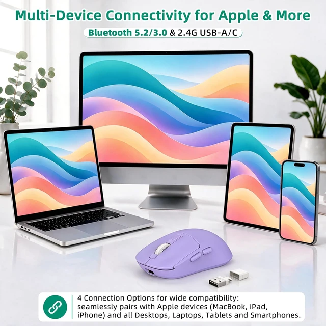 Alt view image 2 of 7 - M1 Bluetooth Wireless Mouse for MacBook/Laptop/Mac - Purple