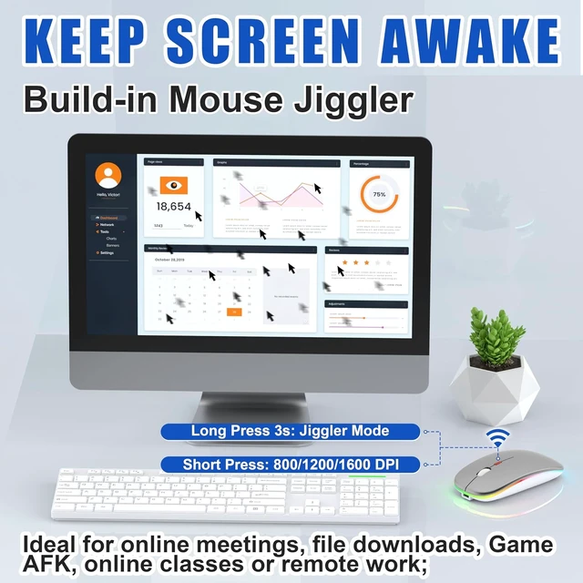 Alt view image 3 of 7 - R1 LED Mouse for MacBook Air/iPad/Laptop, Silver