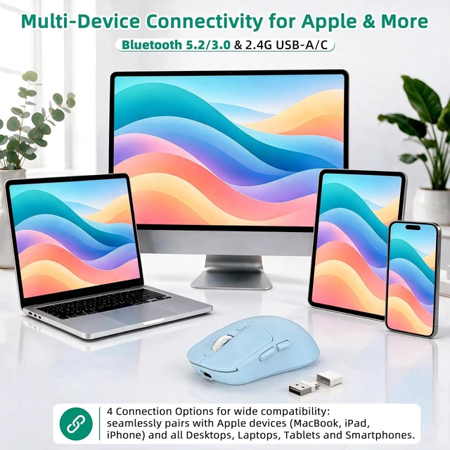 Alt view image 2 of 7 - M1 Bluetooth Wireless Mouse for MacBook/Laptop/Mac - Blue