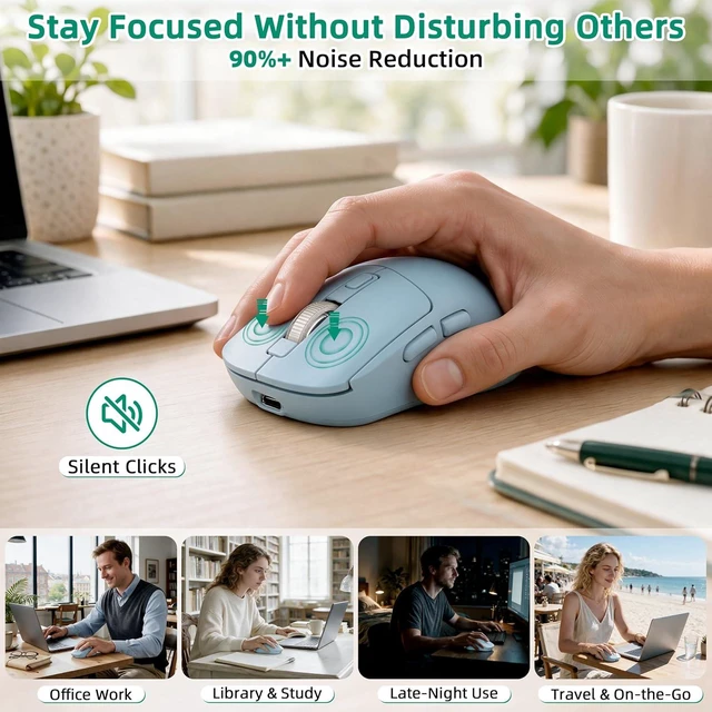 Alt view image 3 of 7 - M1 Bluetooth Wireless Mouse for MacBook/Laptop/Mac - Blue