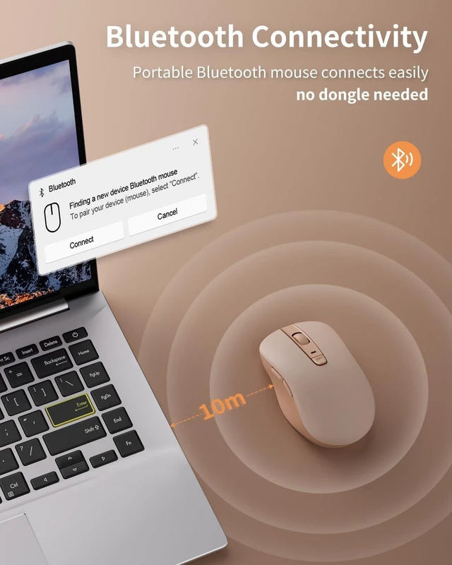 Alt view image 2 of 7 - wegear WL300 Bluetooth Mouse Silent Wireless Mice, Quiet Click, Cordless Computer Mouse with 6 Buttons, Sculpted Grip, Adjustable DPI for Laptop, PC, Mac (Brown)