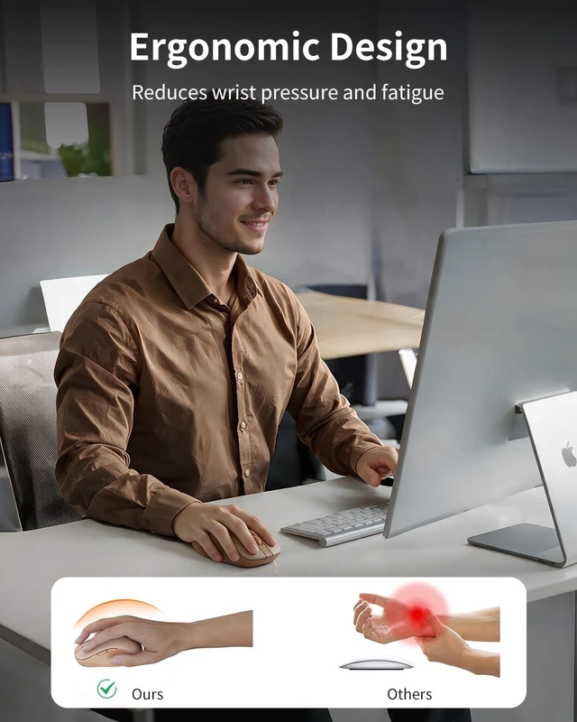 Alt view image 6 of 7 - wegear WL300 Bluetooth Mouse Silent Wireless Mice, Quiet Click, Cordless Computer Mouse with 6 Buttons, Sculpted Grip, Adjustable DPI for Laptop, PC, Mac (Brown)