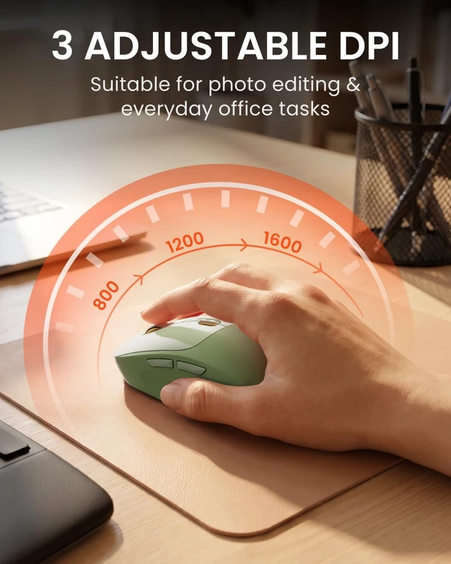 Alt view image 6 of 7 - Wireless Mouse, Bluetooth 5.0 & 2.4G, Visible Battery Indicator - Green