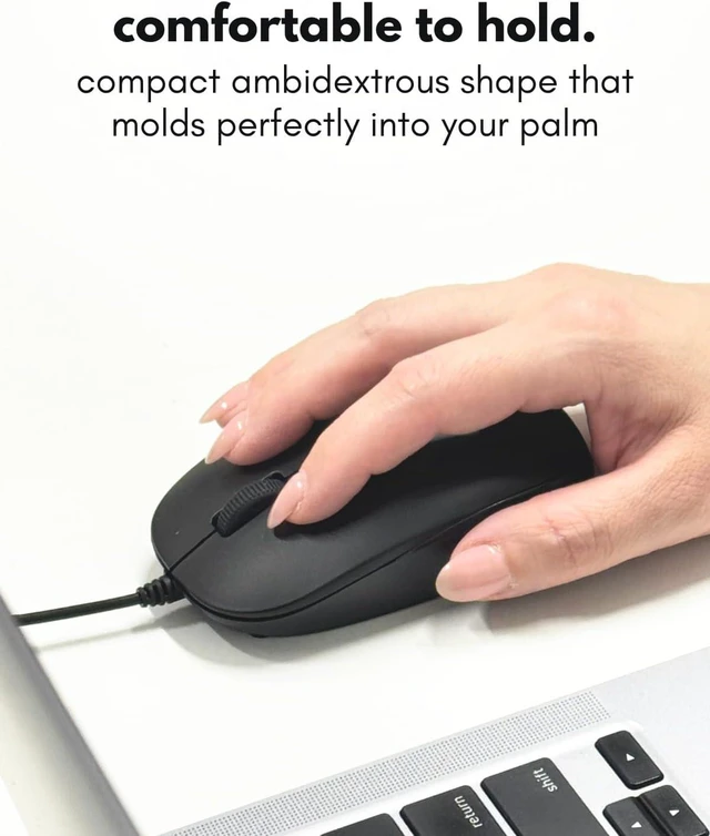 Alt view image 4 of 7 - Macally Wired Mouse for Mac and PC - Dual USB C + A Plug - Simple Ambidextrous 3 Button USB Mouse Wired with Scroll Wheel and 1200 DPI Optical Sensor - for Apple, MacBook, iMac, Laptop and PC - Black