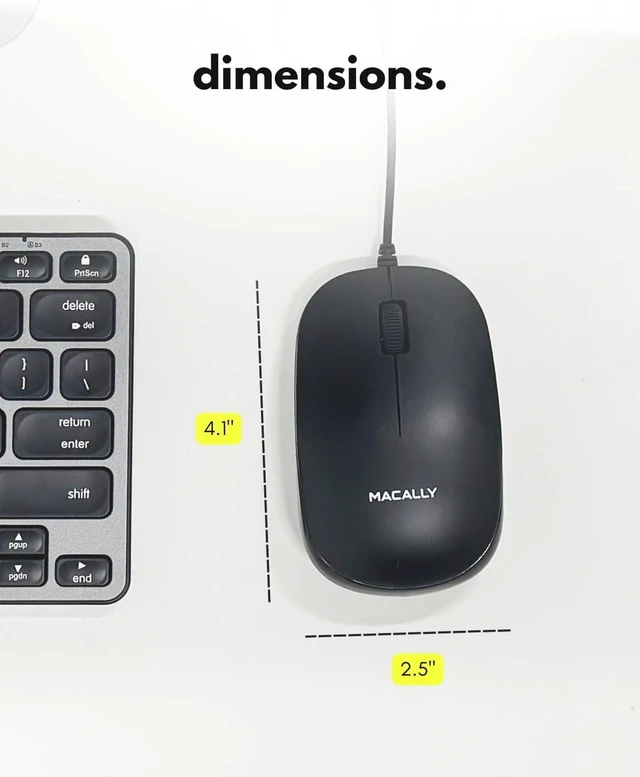 Alt view image 7 of 7 - Macally Wired Mouse for Mac and PC - Dual USB C + A Plug - Simple Ambidextrous 3 Button USB Mouse Wired with Scroll Wheel and 1200 DPI Optical Sensor - for Apple, MacBook, iMac, Laptop and PC - Black
