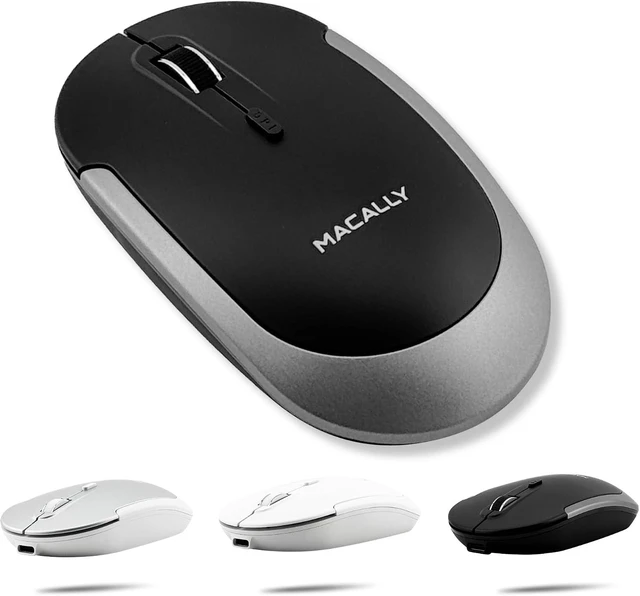 Main image of Macally Wireless Bluetooth Mouse for Mac, MacBook Pro/Air, iPad, Laptop, and PC - Quiet Click and Comfortable Apple Wireless Mouse - Rechargeable - Space Gray