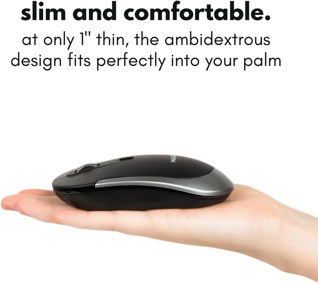 Alt view image 4 of 7 - Macally Wireless Bluetooth Mouse for Mac, MacBook Pro/Air, iPad, Laptop, and PC - Quiet Click and Comfortable Apple Wireless Mouse - Rechargeable - Space Gray
