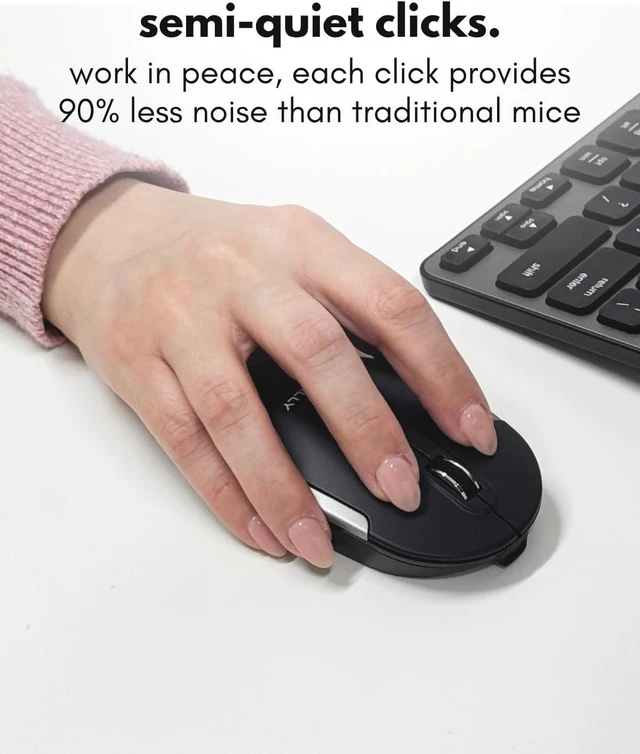 Alt view image 5 of 7 - Macally Wireless Bluetooth Mouse for Mac, MacBook Pro/Air, iPad, Laptop, and PC - Quiet Click and Comfortable Apple Wireless Mouse - Rechargeable - Space Gray
