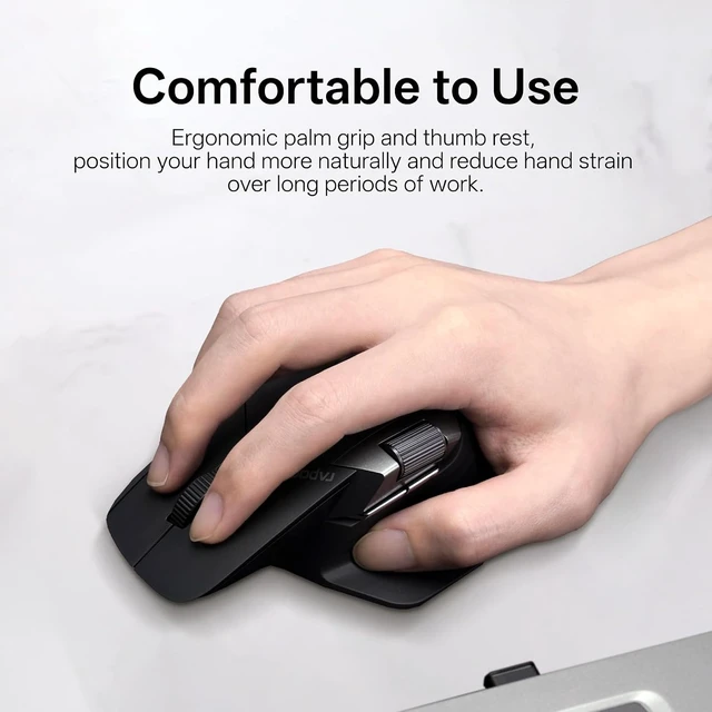 Alt view image 4 of 7 - Rapoo MT760 PRO Wireless Mouse, NearLink + Bluetooth 5.0 Multi-Device, 12K DPI, 2K Polling, Ergo for Work & Gaming, 11 Programmable Buttons, On-Board Memory, Quiet Clicks, USB-C, 120 Days Battery Life