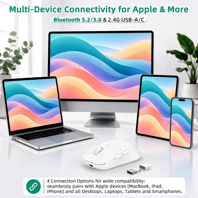 Alt view image 2 of 7 - M1 Bluetooth Wireless Mouse for MacBook/Laptop/Mac - White