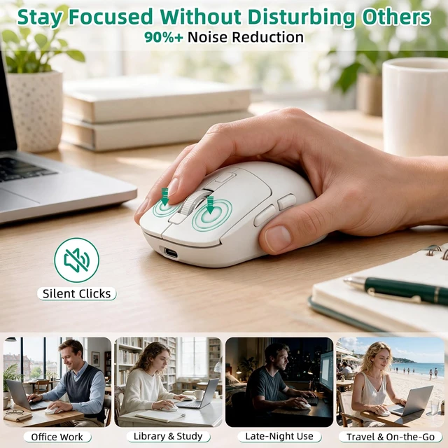Alt view image 3 of 7 - M1 Bluetooth Wireless Mouse for MacBook/Laptop/Mac - White