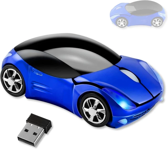 Main image of HuGuWdy Blue Cute Wireless Mouse2.4G with USB Reciver 1600DPI Car Mouse for Computer Laptop Tablet for Windows for Mac OS for ChristmasBlue