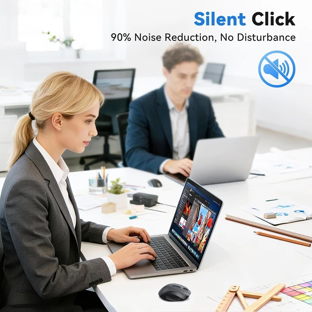 Alt view image 6 of 7 - TECKNET Wireless Mouse for Laptop, Dual-Mode Bluetooth Wireless Mouse