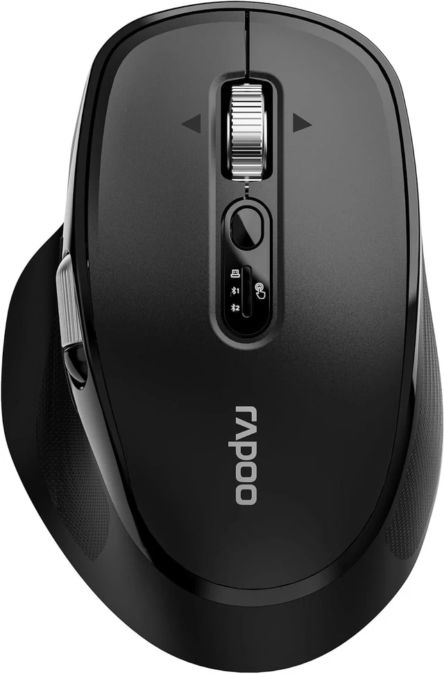 Main image of Rapoo M680 Wireless Mouse - for Small to Medium Hands, Bluetooth 5.0/4.0 + 2.4GHz Tri-Mode Multi-Device Mouse, Free-Spin Scroll, Horizontal Wheel, Silent Clicks, 2-Year Battery, Black