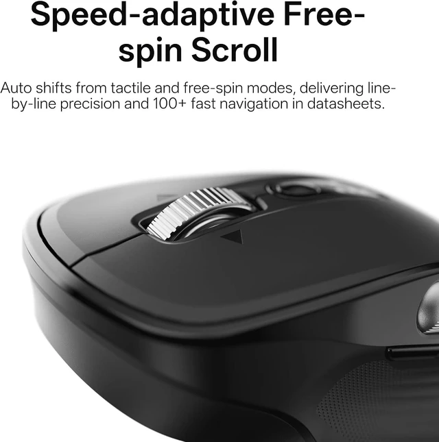 Alt view image 2 of 7 - Rapoo M680 Wireless Mouse - for Small to Medium Hands, Bluetooth 5.0/4.0 + 2.4GHz Tri-Mode Multi-Device Mouse, Free-Spin Scroll, Horizontal Wheel, Silent Clicks, 2-Year Battery, Black