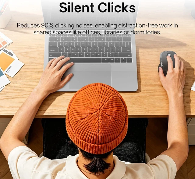 Alt view image 4 of 7 - Rapoo M680 Wireless Mouse - for Small to Medium Hands, Bluetooth 5.0/4.0 + 2.4GHz Tri-Mode Multi-Device Mouse, Free-Spin Scroll, Horizontal Wheel, Silent Clicks, 2-Year Battery, Black
