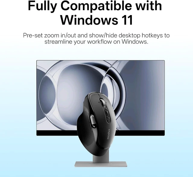 Alt view image 6 of 7 - Rapoo M680 Wireless Mouse - for Small to Medium Hands, Bluetooth 5.0/4.0 + 2.4GHz Tri-Mode Multi-Device Mouse, Free-Spin Scroll, Horizontal Wheel, Silent Clicks, 2-Year Battery, Black