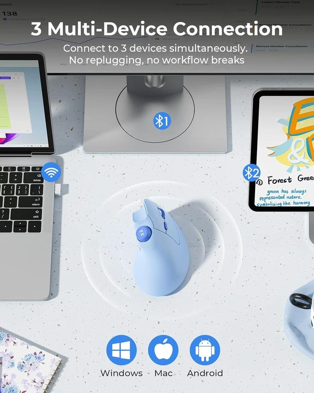 Alt view image 6 of 7 - seenda MOU-302 Wireless Bluetooth Ergonomic Vertical Mouse with Volume Knob